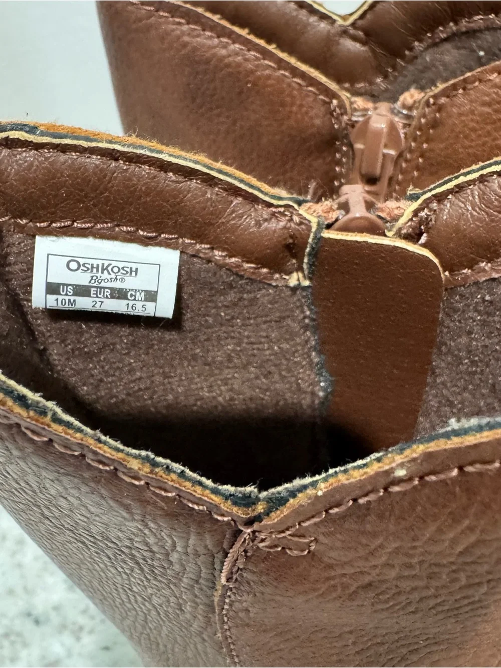 OshKosh B'gosh Brown Zipper Kids Buckle Boots